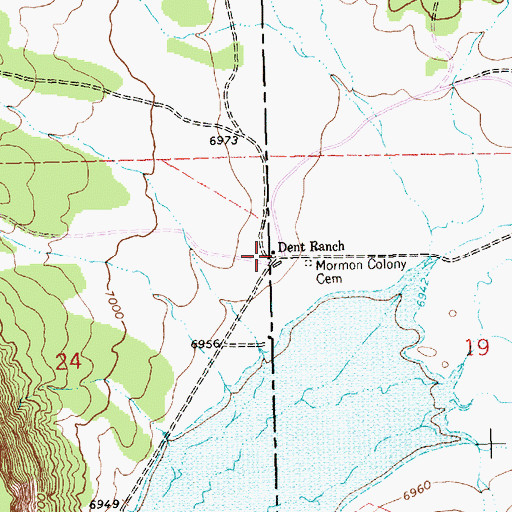 Topographic Map of Dent Ranch, NM