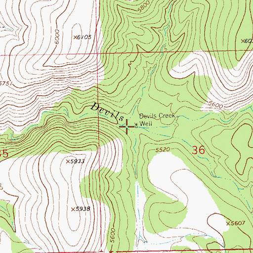 Topographic Map of Devils Creek Well, NM