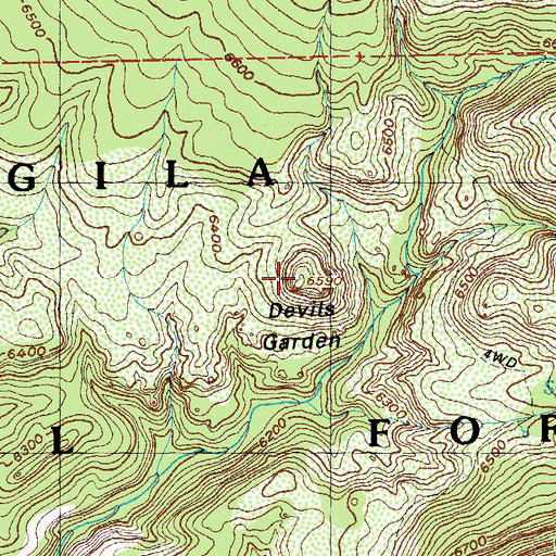 Topographic Map of Devils Garden, NM