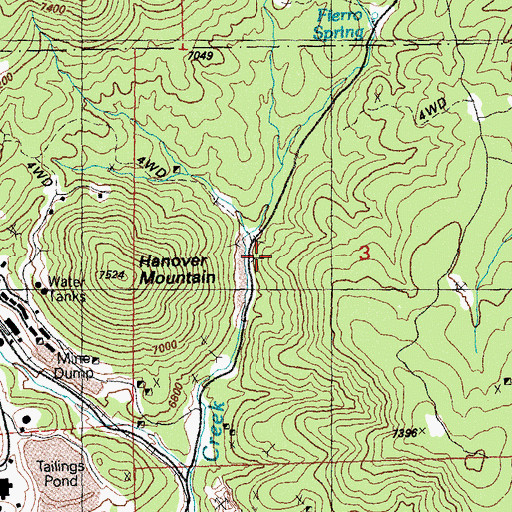 Topographic Map of Dewey Tunnel, NM