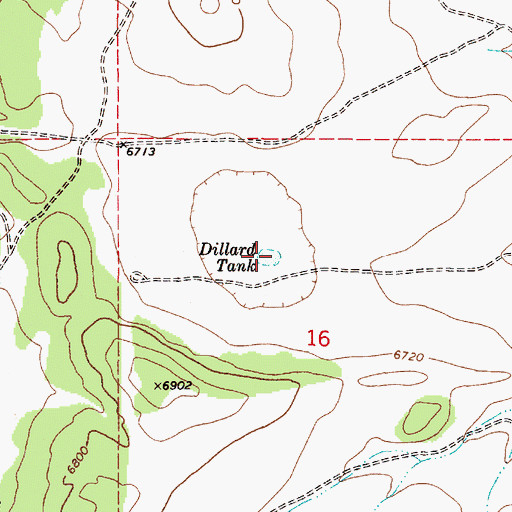 Topographic Map of Dillard Tank, NM