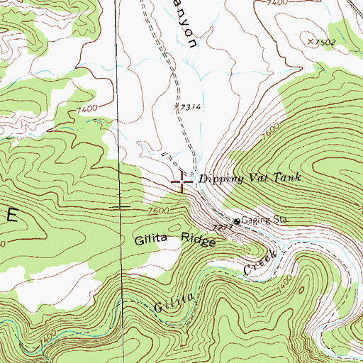 Topographic Map of Dipping Vat Tank, NM