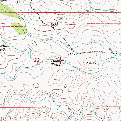 Topographic Map of Dogie Tank, NM