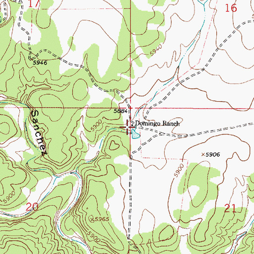 Topographic Map of Domingo Ranch, NM