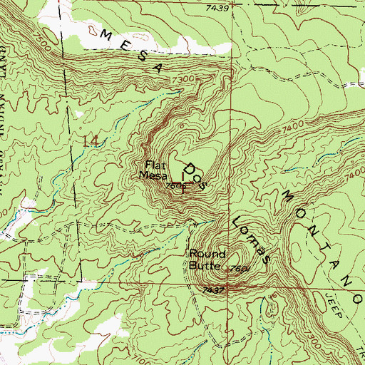 Topographic Map of Dos Lomas, NM