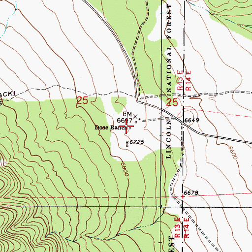Topographic Map of Dose Ranch, NM