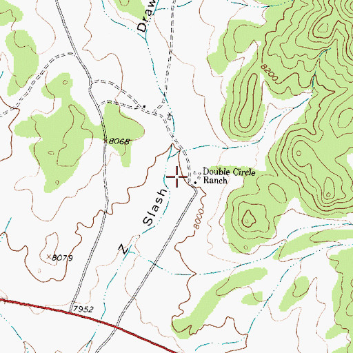 Topographic Map of Double Circle Ranch, NM