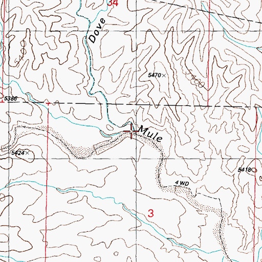 Topographic Map of Dove Springs Canyon, NM