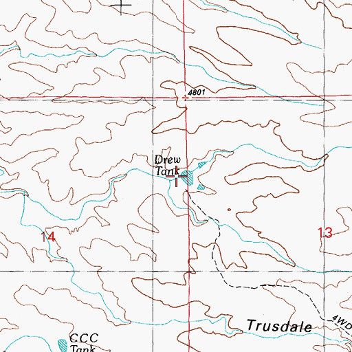 Topographic Map of Drew Tank, NM
