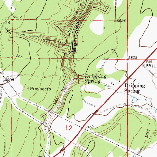 Topographic Map of Dripping Spring, NM