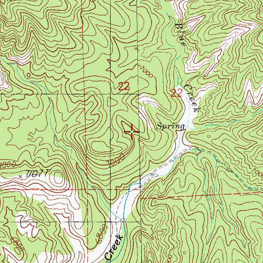 Topographic Map of Dry Blue Creek, NM