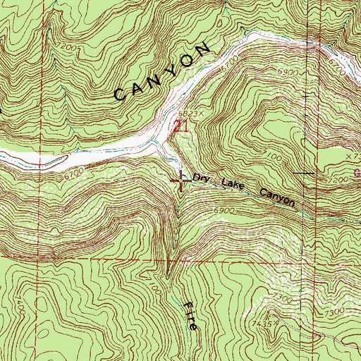 Topographic Map of Dry Lake Canyon, NM