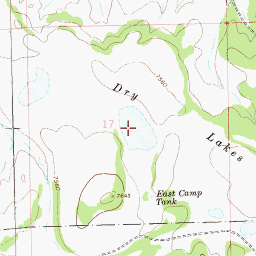 Topographic Map of Dry Lakes, NM