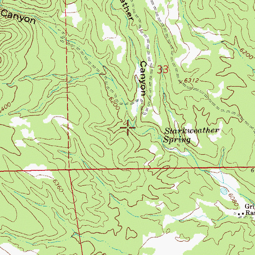 Topographic Map of Dry Starkweather Canyon, NM