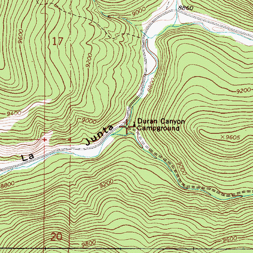 Topographic Map of Duran Canyon Campground, NM
