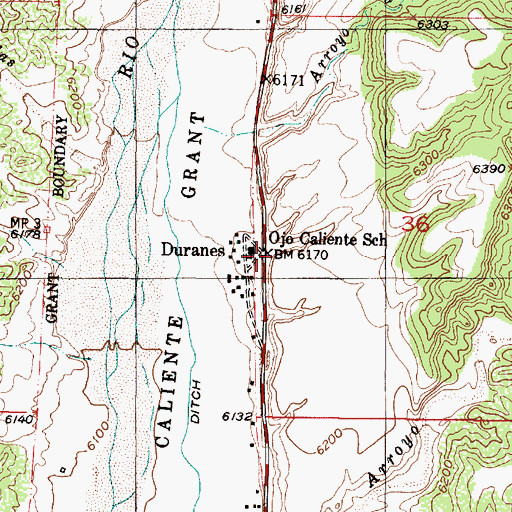 Topographic Map of Duranes, NM