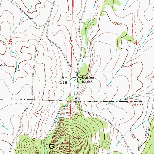 Topographic Map of Durfee Ranch, NM