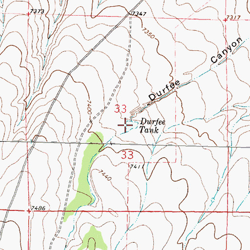Topographic Map of Durfee Tank, NM