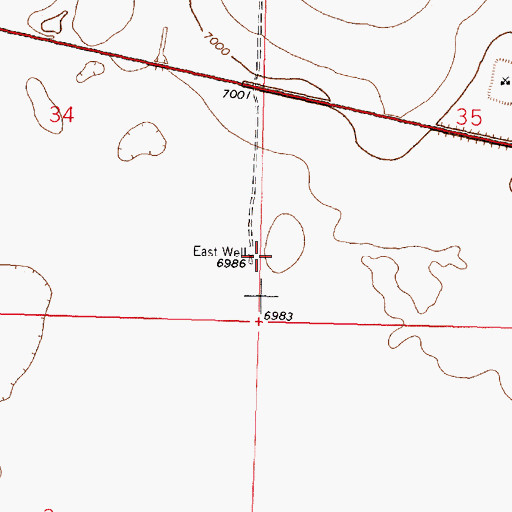 Topographic Map of East Well, NM