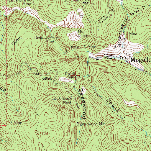 Topographic Map of Eberle Mine, NM