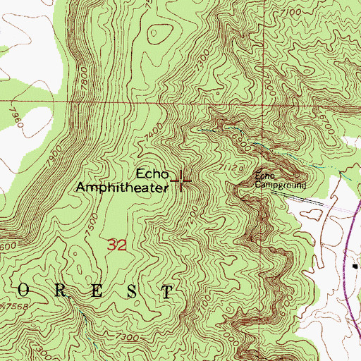 Topographic Map of Echo Amphitheater, NM