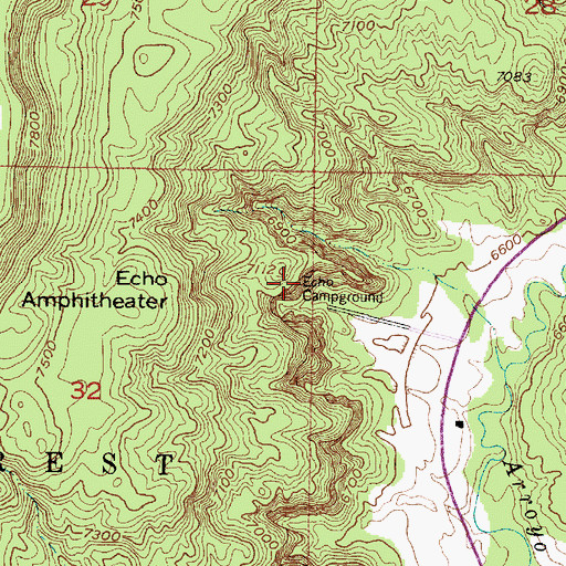 Topographic Map of Echo Campground, NM