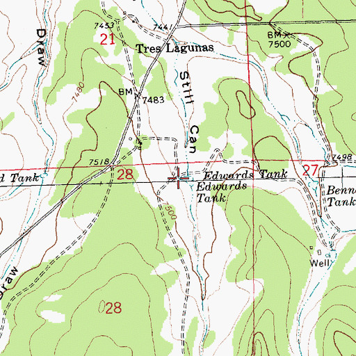 Topographic Map of Edwards Tank, NM