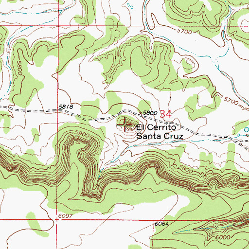 Topographic Map of El Cerrito Santa Cruz, NM