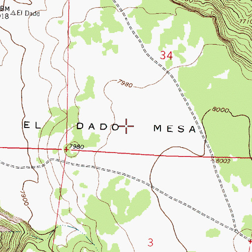 Topographic Map of El Dado Mesa, NM