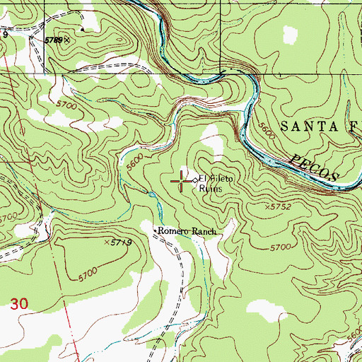 Topographic Map of El Fileto Ruins, NM
