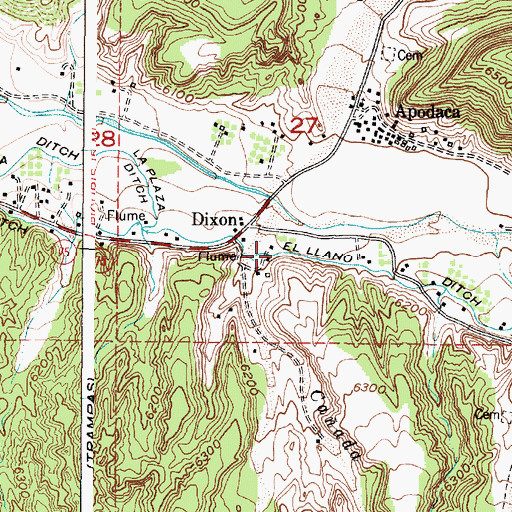 Topographic Map of El Llano Ditch, NM