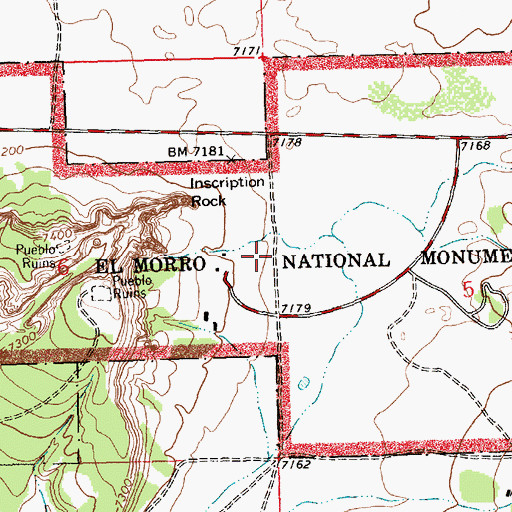 Topographic Map of El Morro National Monument, NM