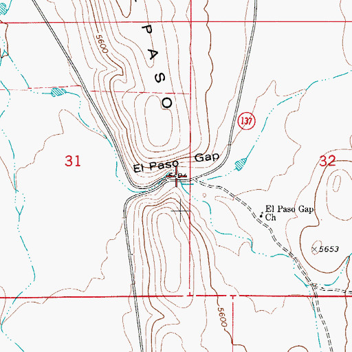 Topographic Map of El Paso Gap, NM