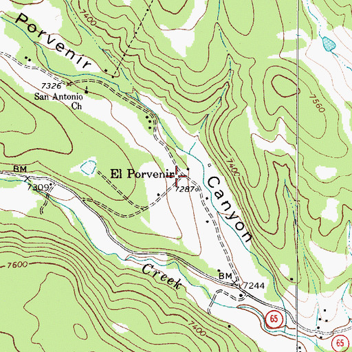 Topographic Map of El Porvenir, NM