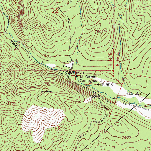 Topographic Map of El Porvenir Campground, NM
