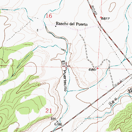 Topographic Map of El Puertecito, NM