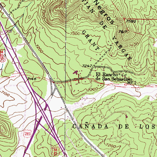 Topographic Map of El Rancho de San Sebastian, NM
