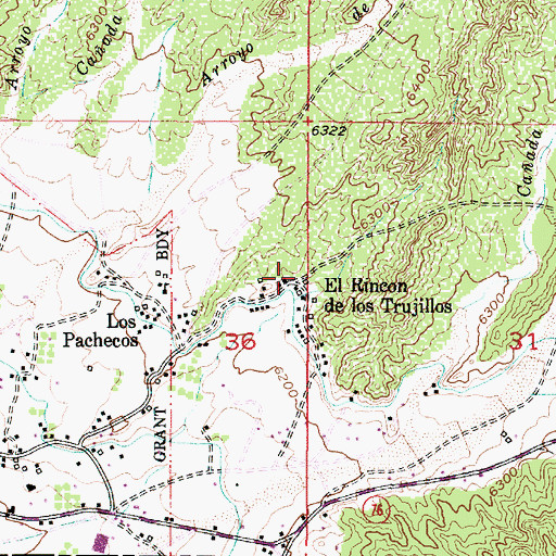 Topographic Map of El Rincon de los Trujillos, NM