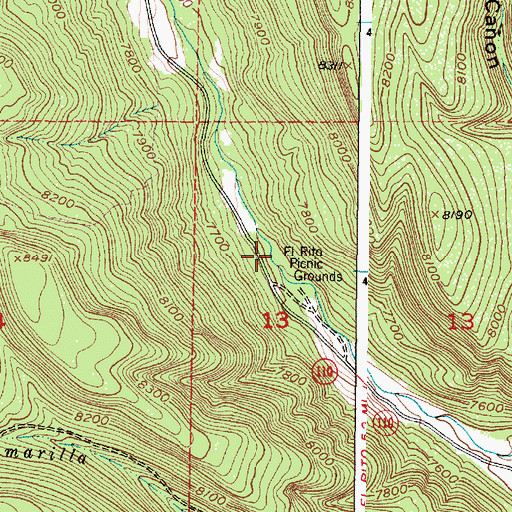 Topographic Map of El Rito Picnic Grounds, NM
