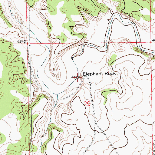 Topographic Map of Elephant Rock, NM
