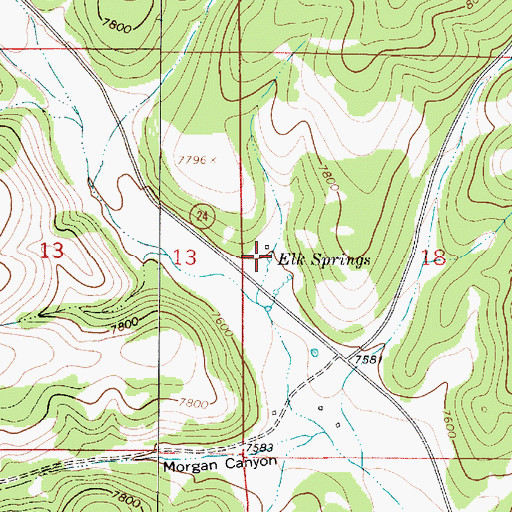 Topographic Map of Elk Springs, NM