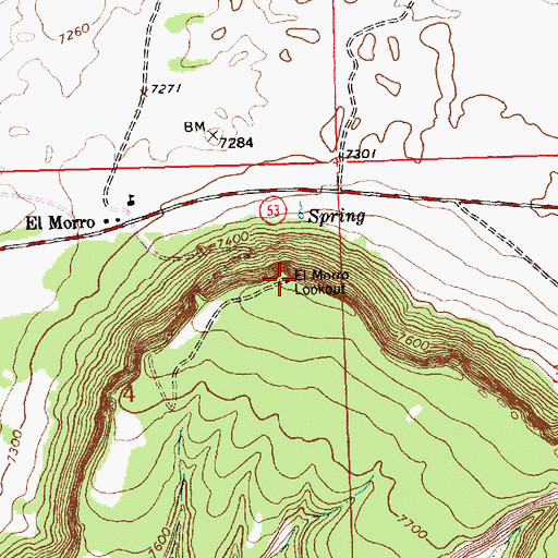 Topographic Map of El Morro Lookout, NM