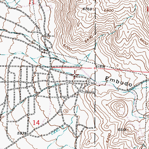 Topographic Map of Embudo Canyon, NM
