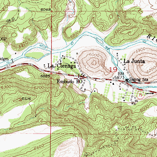 Topographic Map of Embudo Post Office, NM