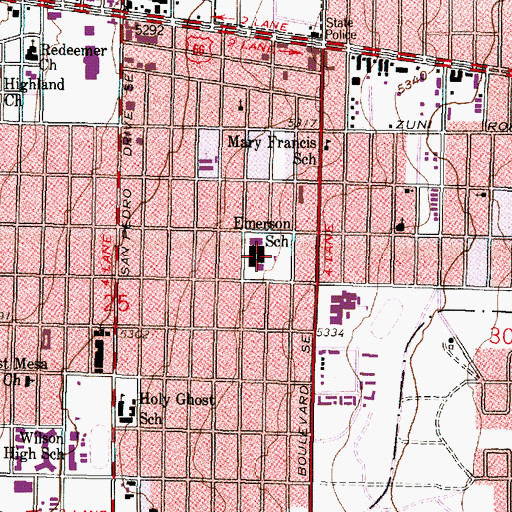 Topographic Map of Emerson Elementary School, NM
