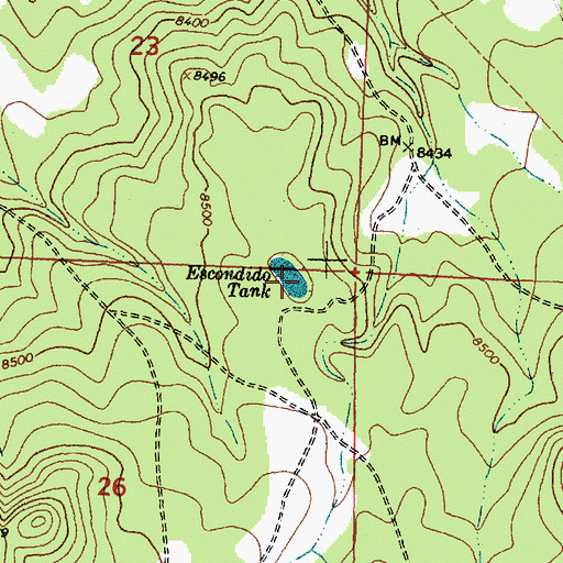Topographic Map of Escondido Tank, NM