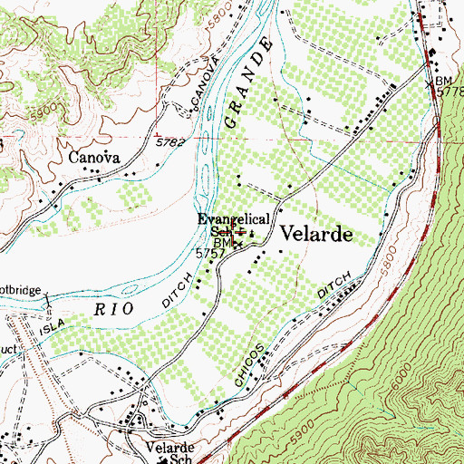 Topographic Map of Evangelical School, NM