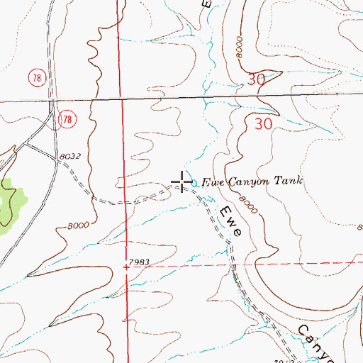 Topographic Map of Ewe Canyon Tank, NM