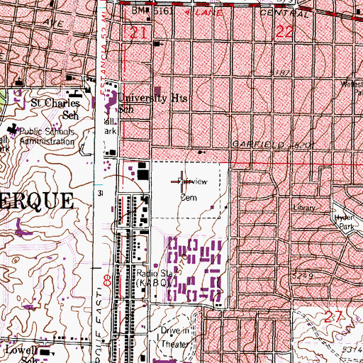 Topographic Map of Fairview Memorial Park Cemetery, NM