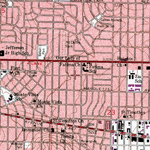 Topographic Map of Our Lady of Fatima School, NM